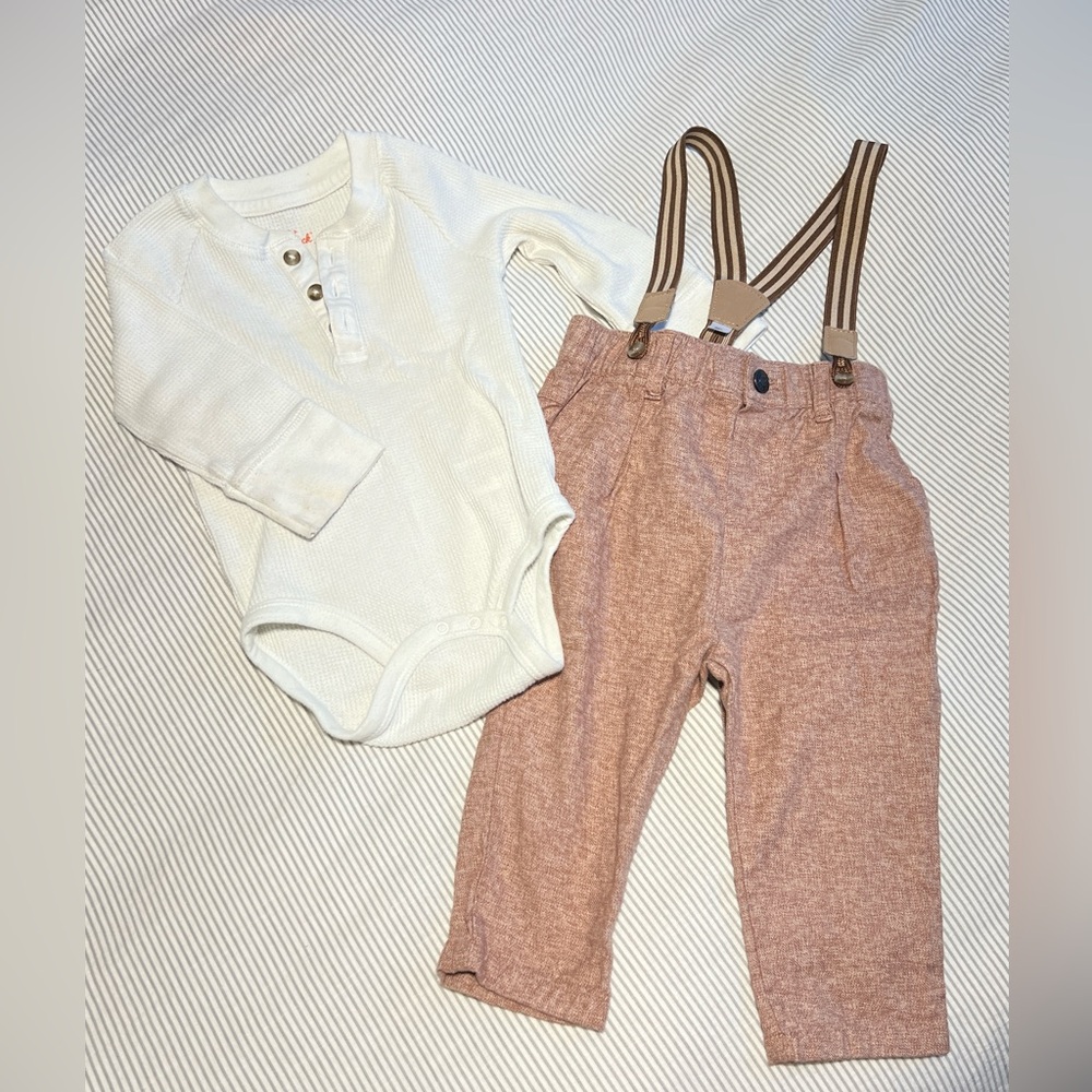 Thermal long sleeved onesie in a creamy white